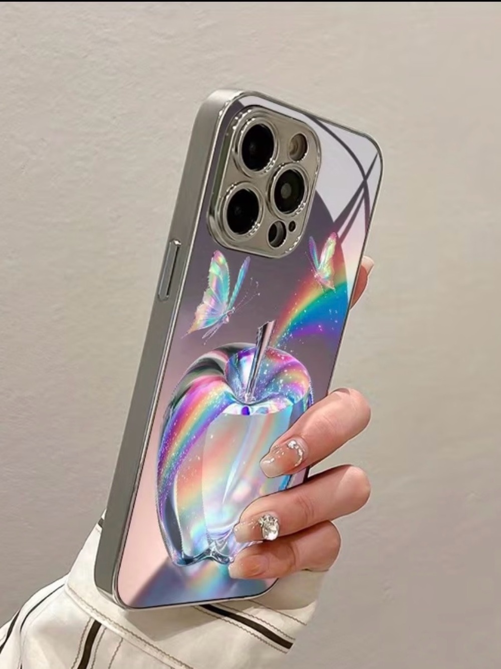 NWT Holographic Rainbow Apple Phone Case - Silver iPhone 14 plus